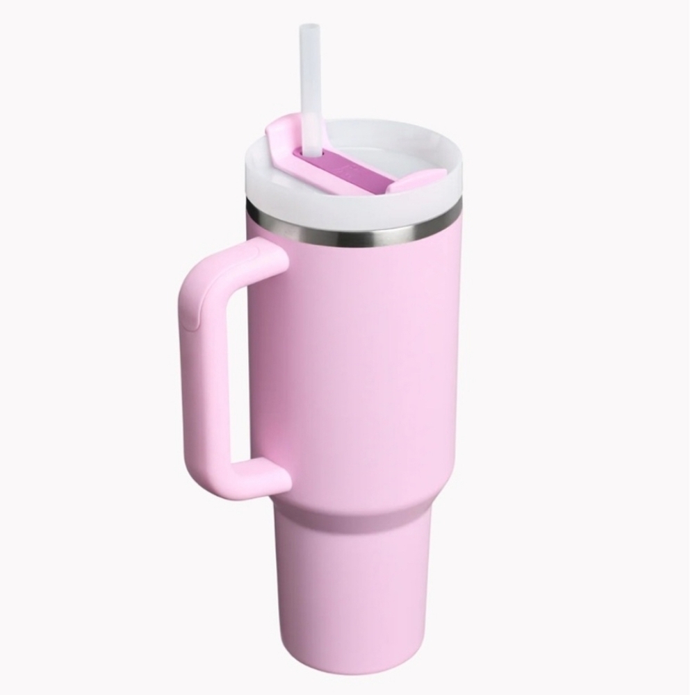Stanley NEW Cherry Blossom Pink Mug with Handle and Straw - Picture 2 of 13